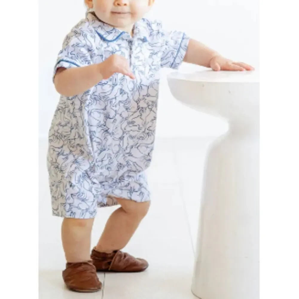 Ruth & Ralph Baby's White Playful Bunnies Pima Harold Romper One Piece Size 18 M